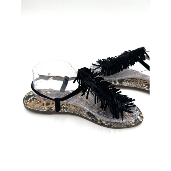 Sam Edelman Gela Black Suede Leather Fringe Sandals Women's Size 8.5 Summer - Picture 11 of 16